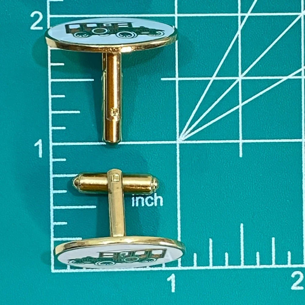 💎Mens Cuff Links Antique Car Enamel Cloisonne Bullet Back And Toggle